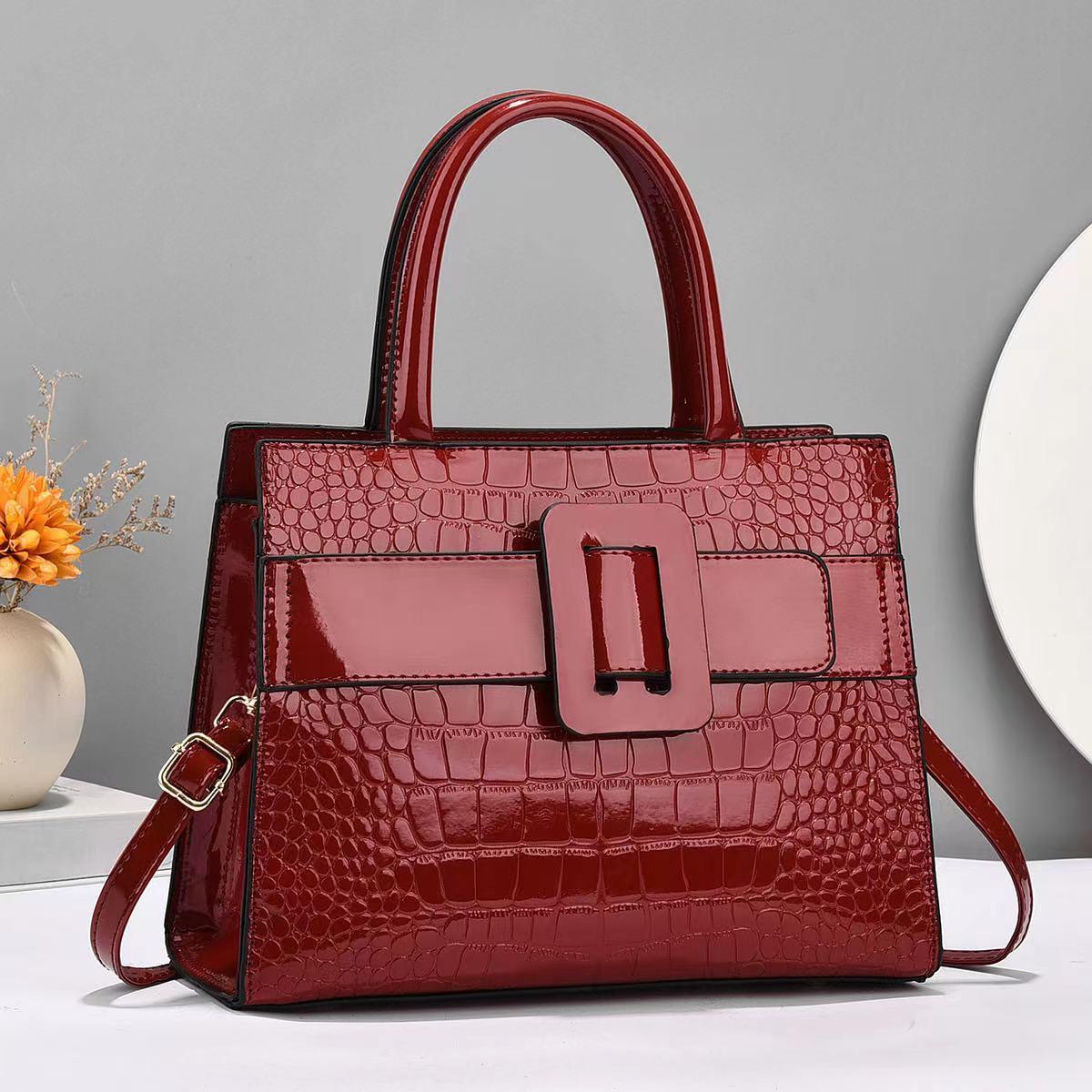 Zachte damesschoudertas van PU-leer met krokodillenprint, crossbody draagbaar