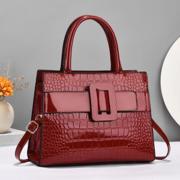 Zachte damesschoudertas van PU-leer met krokodillenprint, crossbody draagbaar