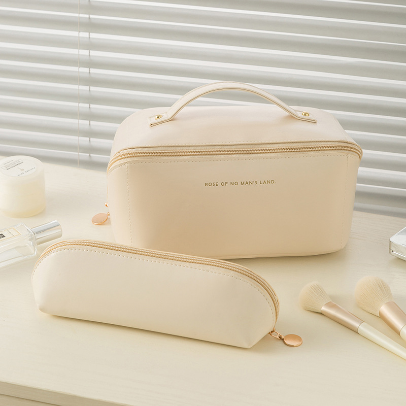Cosmetica toilettas set van PU-leer in twee formaten voor op reis